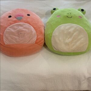 Cute flamingo and Frog Plush squishmallow Pillow Set